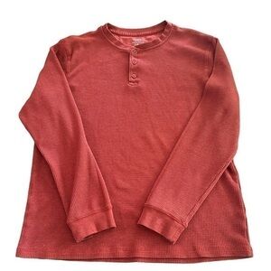 George Long Sleeve Waffle Knit Henley Shirt - Mens Size XL 46-48 Burnt Orange